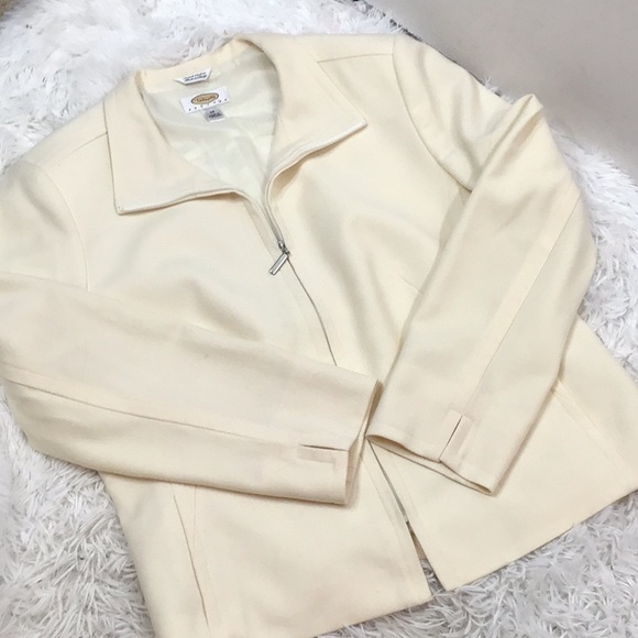 Talbots winter white wool cropped jacket 14 - Picture 10 of 11